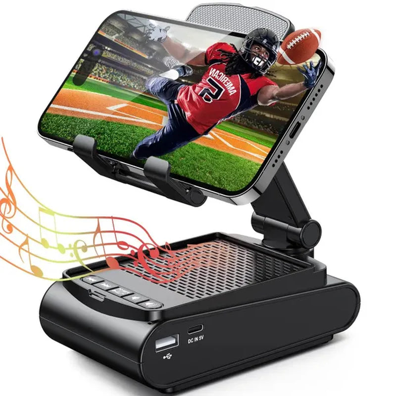 Phone Stand with Wireless Bluetooth Speaker, Anti-Slip & HD Surround Sound, Adjustable Tablet Holder & Portable Speaker, Suitabl