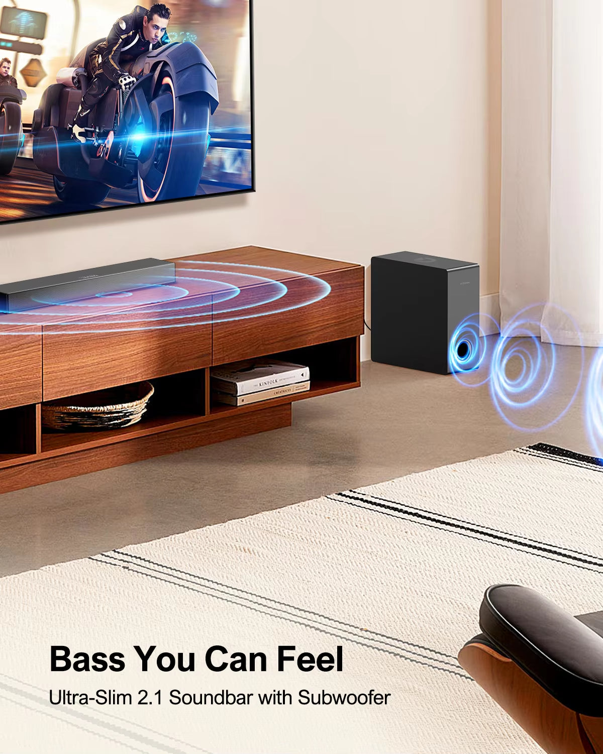 160W TV Soundbar 2.1 Bluetooth Speaker 5.3 Home Theater Sound System 3D Surround Sound Bar Subwoofer Bluetooth Speakers