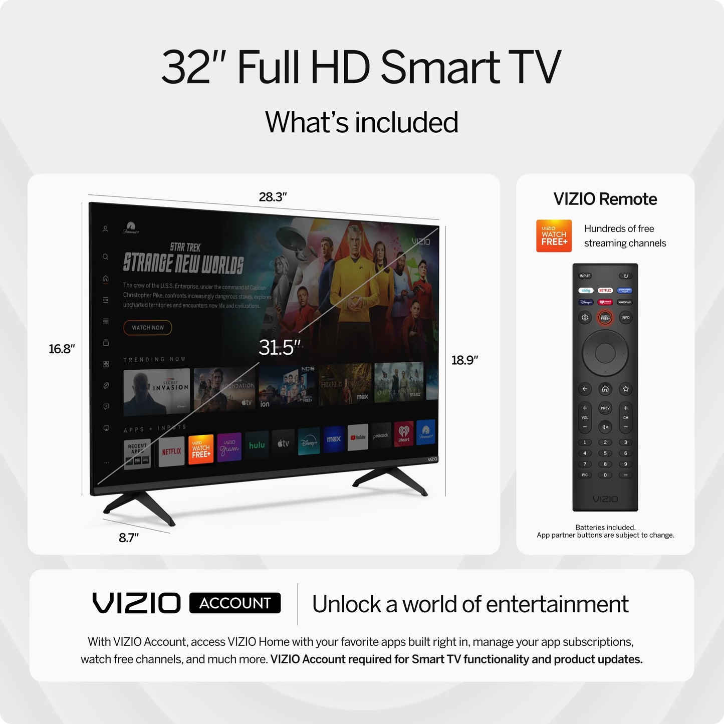 32” Class Full HD 1080P LED Smart TV (New) VFD32M-0807