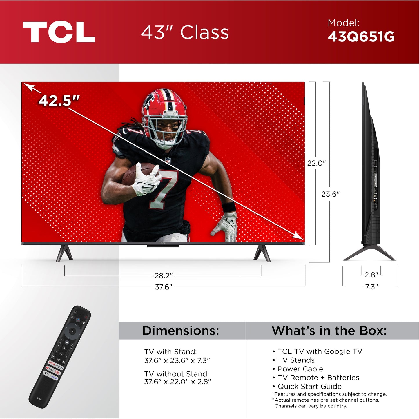 43” Class Q6 (43Q651G) 4K UHD HDR QLED Smart TV with Google TV (NEW 2024)