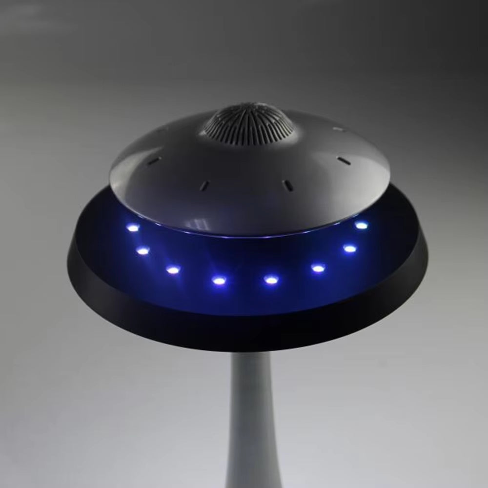New Audio Wireless Creative 3D Surround Sound Maglev Wireless Charging Bluetooth Speaker LED Desktop UFO Table Lamp