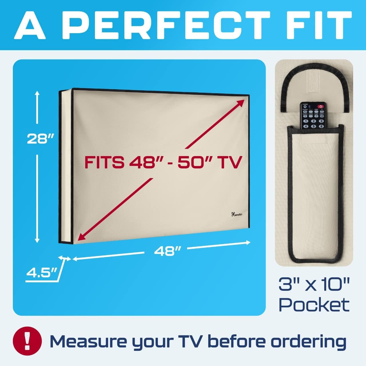 TV Covers Outdoor 50 Inch | Waterproof and Weatherproof TV Covers | Outdoor TV Enclosure | Smart Shield TV Screen Protector for outside TV | Cover for Moving | TV Display Protectors – Beige