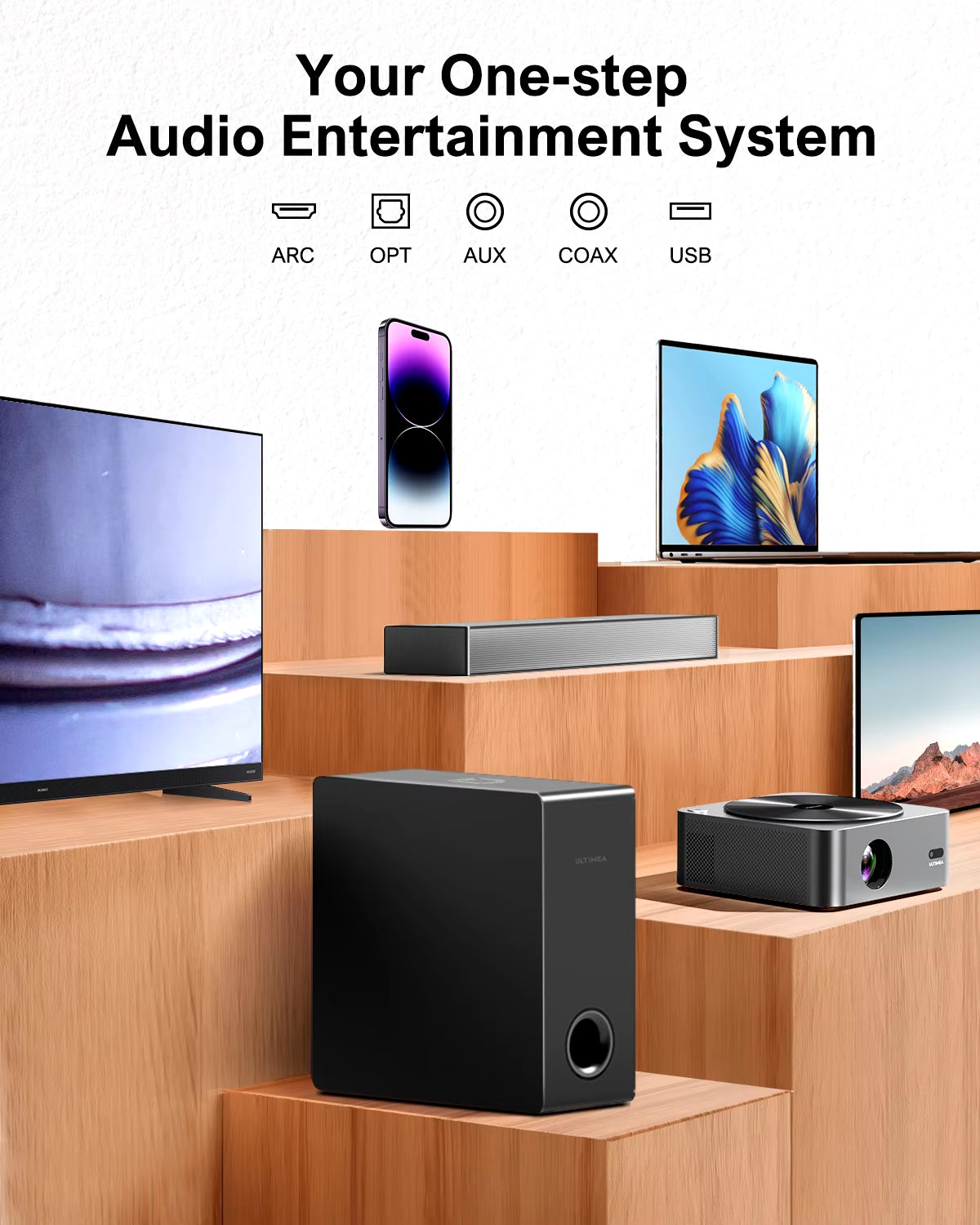 160W TV Soundbar 2.1 Bluetooth Speaker 5.3 Home Theater Sound System 3D Surround Sound Bar Subwoofer Bluetooth Speakers