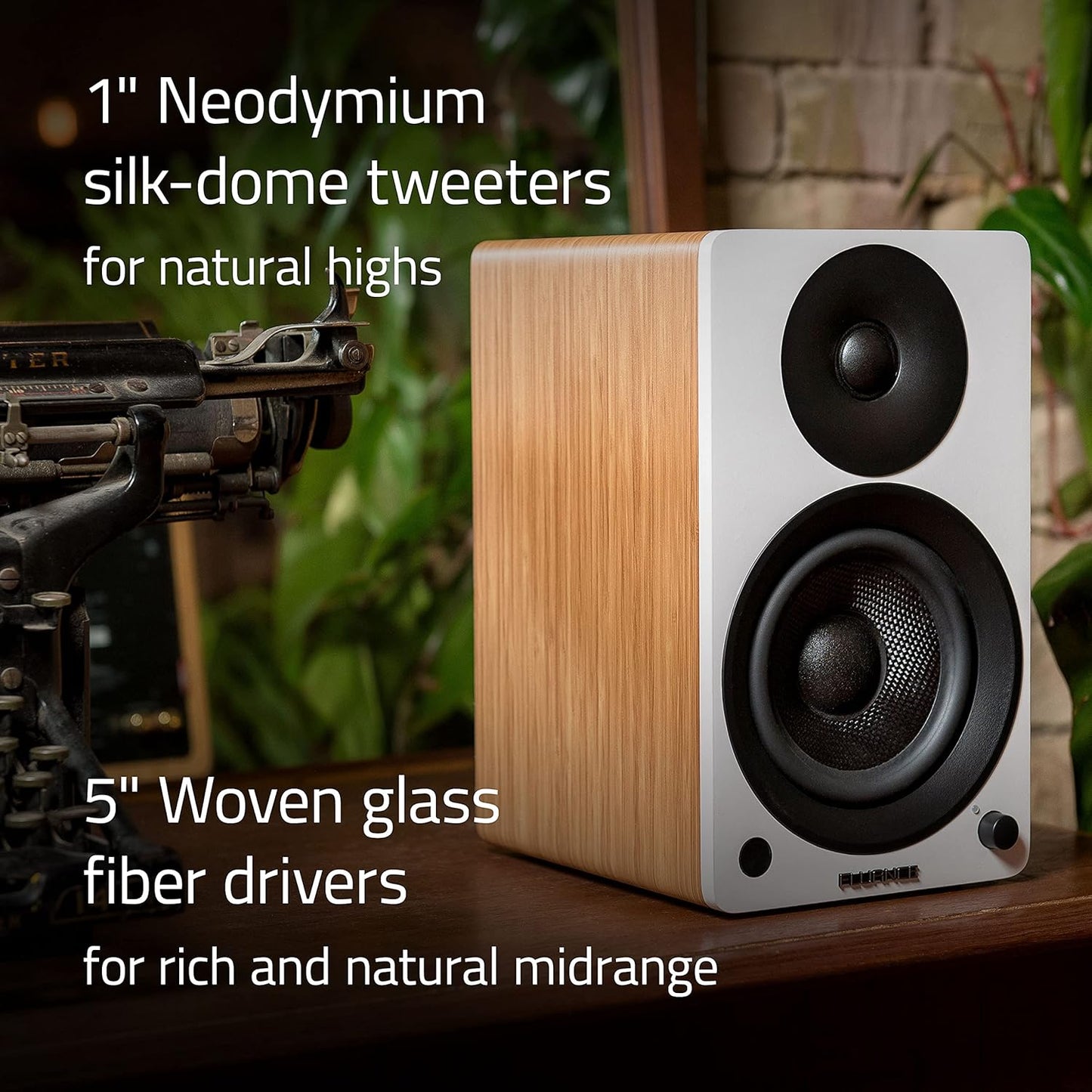 Ai41 Powered 2-Way 2.0 Stereo Bookshelf Speakers with 5" Drivers, 90W Amplifier for Turntable, TV, PC and Bluetooth 5 Wireless Music Streaming with RCA, Optical & Subwoofer Out (Black Ash)