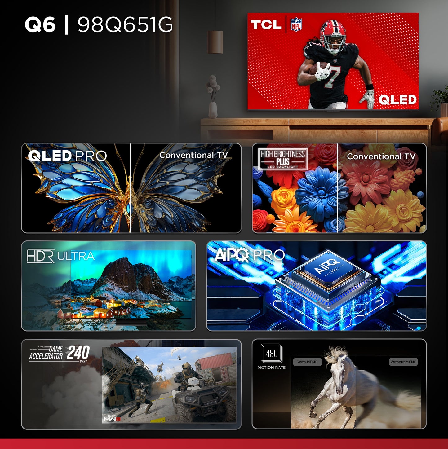 98” Class Q6 (98Q651G) 4K UHD HDR QLED Smart TV with Google TV (NEW 2024)
