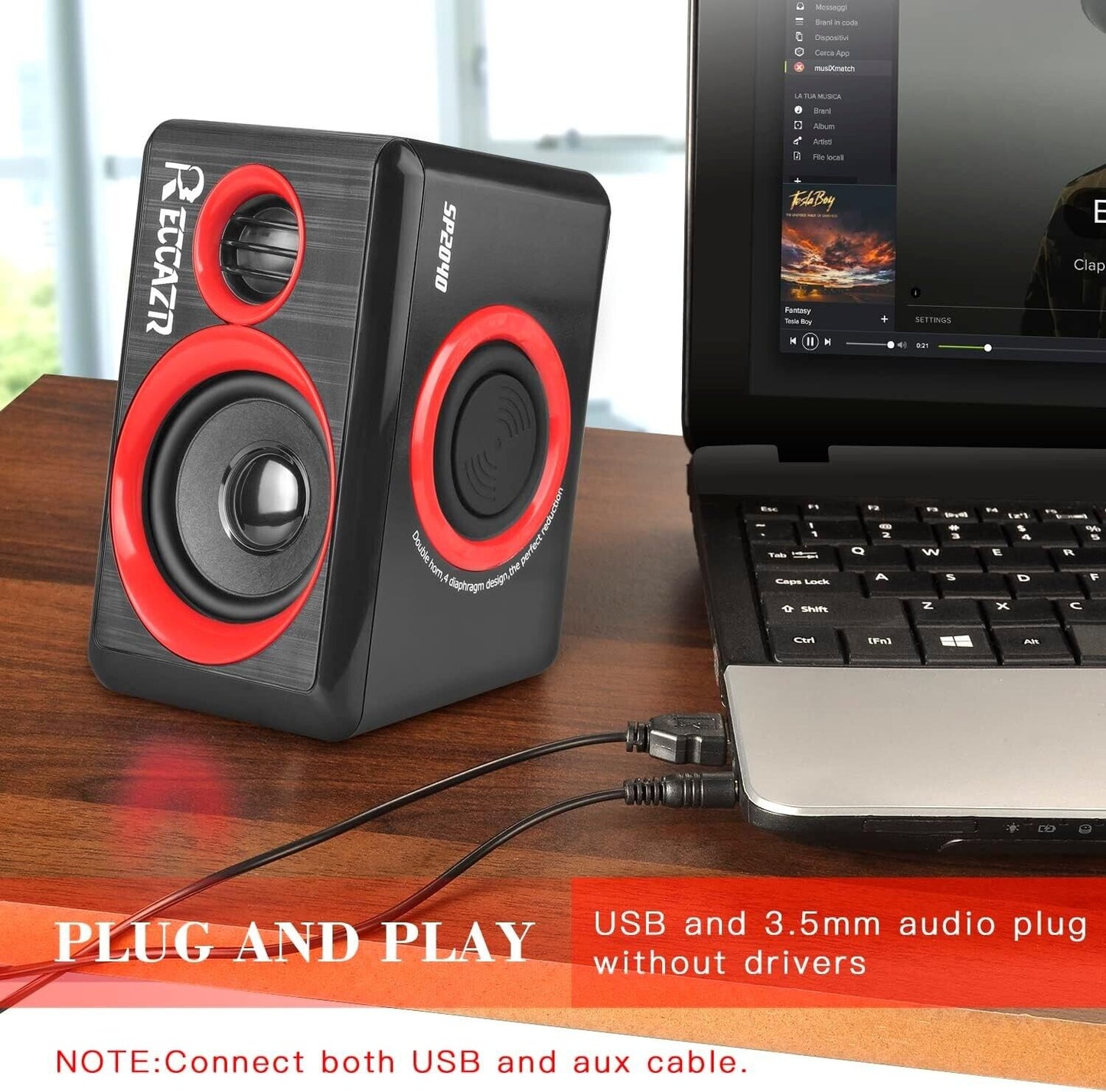 Pc Computer Speakers with Surround Sound Usb Wired Laptop Deep Bass for Desktop