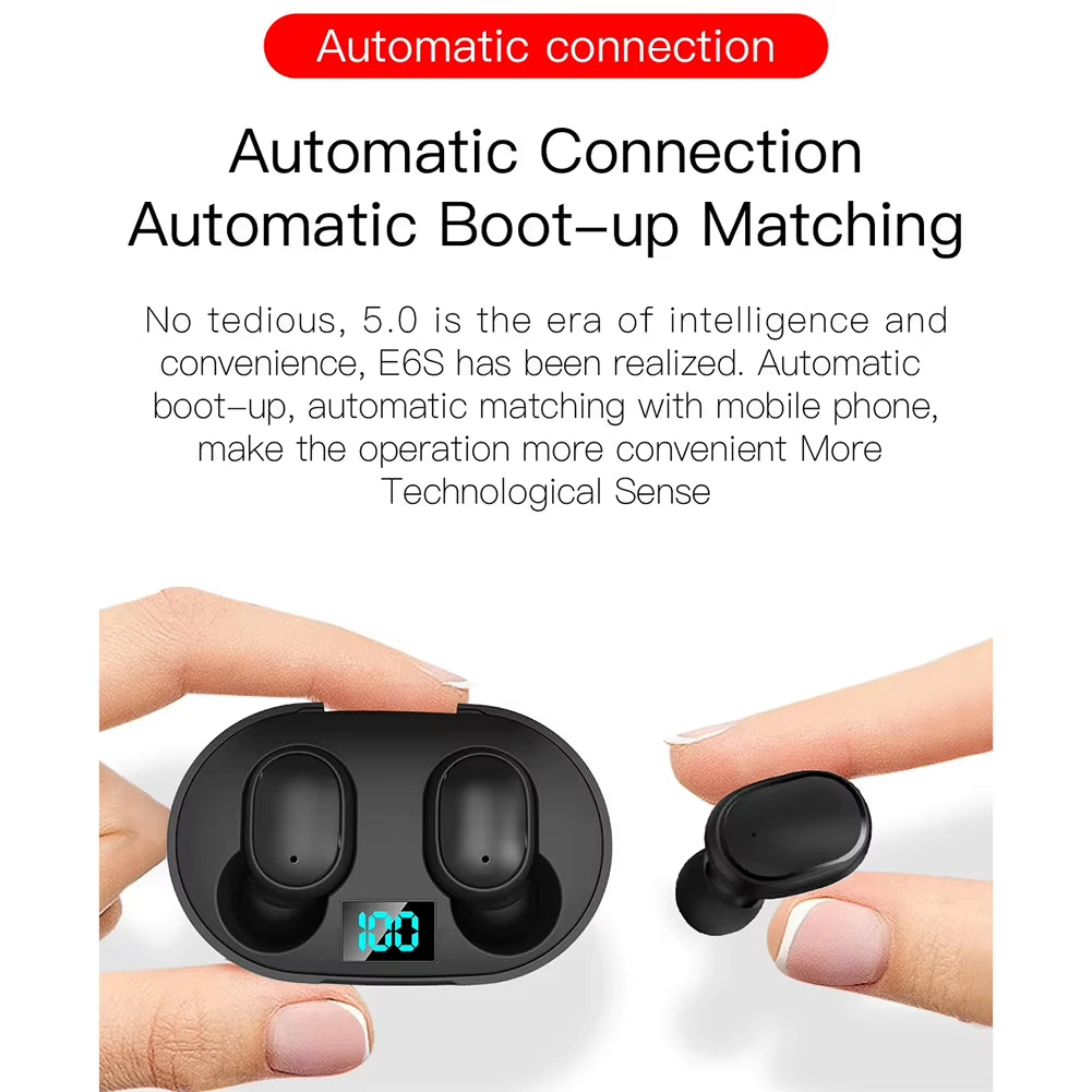 New E6S Wireless Earbuds Bluetooth Headphones Stereo Surround Sound Waterproof Noise Cancellation Earphone for Huawei Xiaomi
