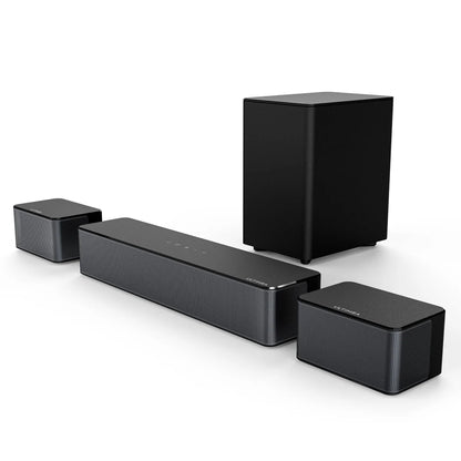 5.1 Surround Sound Bar, Virtual Surround Sound System, 350W Sound Bar for TV with Wireless Subwoofer and Rear Speakers, 3D Surround and Bass Adjustable Home Theater TV Speakers