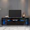Black TV Stand with 2 Storage and 3 Open Shelves High Gloss LED TV, TV Entertainment Center TV Console Media Gaming TV Table Stands for up 50 to 70 Inch