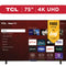 75” Class S4 (75S451) 4K UHD HDR Smart TV with Roku TV