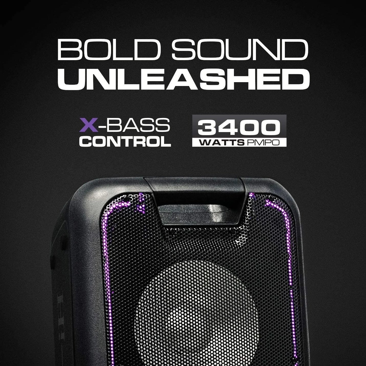 Dolphin SP-210RBT Portable Bluetooth Party Speaker on Wheels with Lights, 10" Partybox