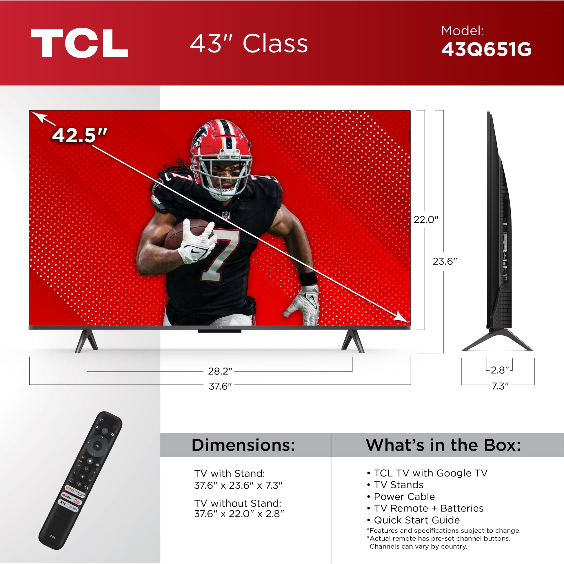 43” Class Q6 (43Q651G) 4K UHD HDR QLED Smart TV with Google TV (NEW 2024)