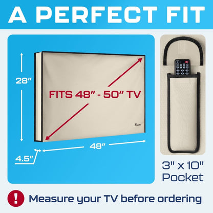 TV Covers Outdoor 50 Inch | Waterproof and Weatherproof TV Covers | Outdoor TV Enclosure | Smart Shield TV Screen Protector for outside TV | Cover for Moving | TV Display Protectors – Beige