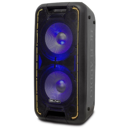 Dolphin SP-210RBT Portable Bluetooth Party Speaker on Wheels with Lights, 10" Partybox