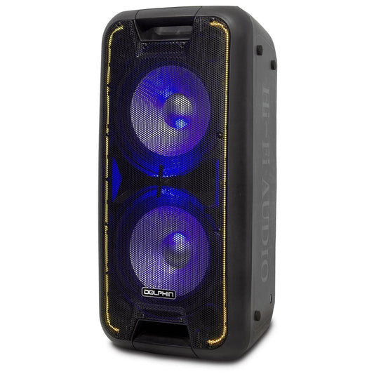Dolphin SP-210RBT Portable Bluetooth Party Speaker on Wheels with Lights, 10" Partybox