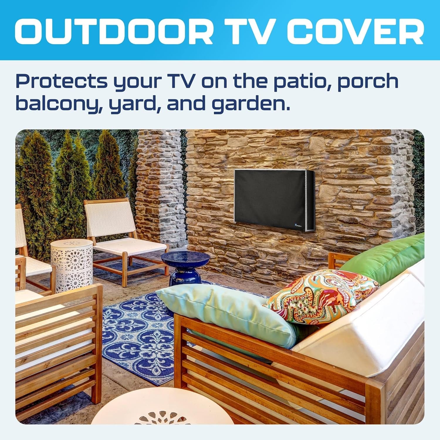 Outdoor TV Cover 36, 38, 39 Inch - Weatherproof Protector for Flat Tvs with Bottom Seal, 600D Waterproof Material. Extend Your TV Life.