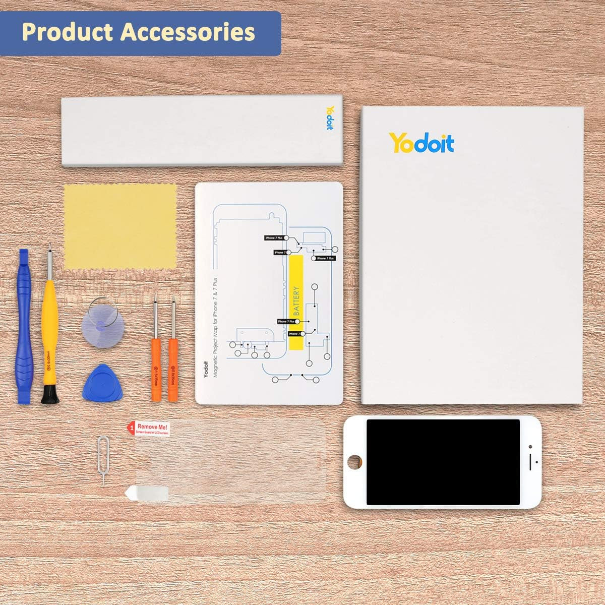 For Iphone 7 Touch Screen Replacement -  LCD Display Digitizer Glass Full Assembly with Small Parts Camera Proximity Sensor Earpiece Speaker 3D Touch + Tool (4.7 Inches White)