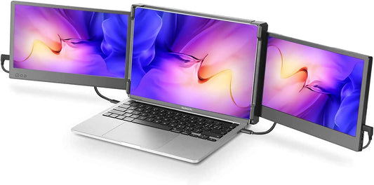 12" Laptop Monitor Extender, Portable Monitor for Laptop HDMI USB C Screens Extender FHD 1080P, Plug-Play Tri-Screen for 13”-16” Laptops