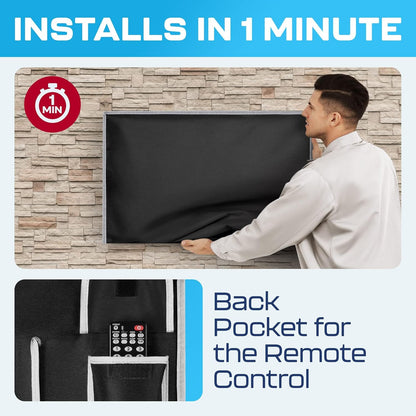 Outdoor TV Cover 36, 38, 39 Inch - Weatherproof Protector for Flat Tvs with Bottom Seal, 600D Waterproof Material. Extend Your TV Life.