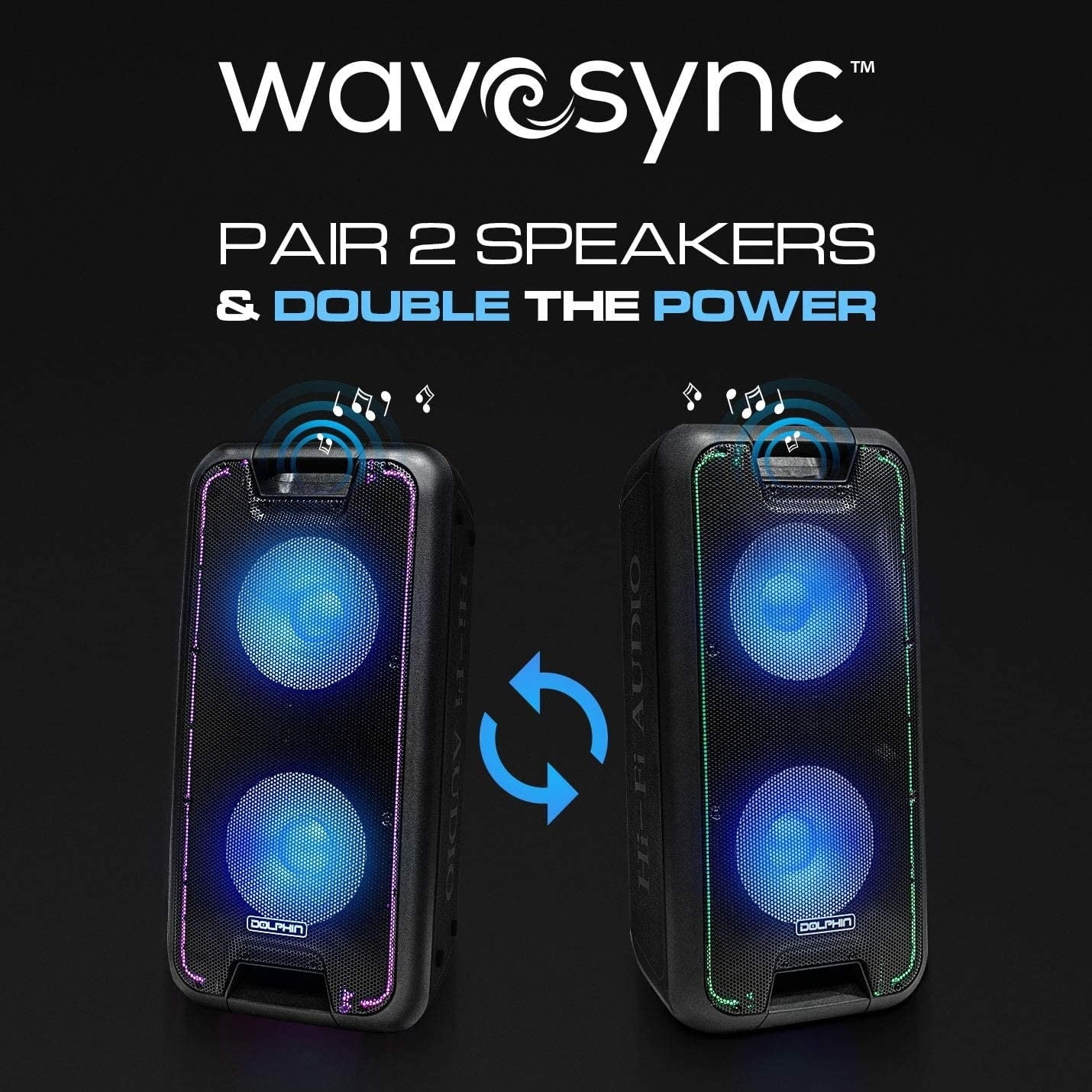 Dolphin SP-210RBT Portable Bluetooth Party Speaker on Wheels with Lights, 10" Partybox