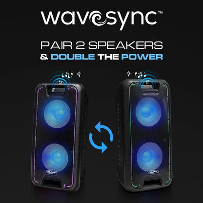 Dolphin SP-210RBT Portable Bluetooth Party Speaker on Wheels with Lights, 10" Partybox