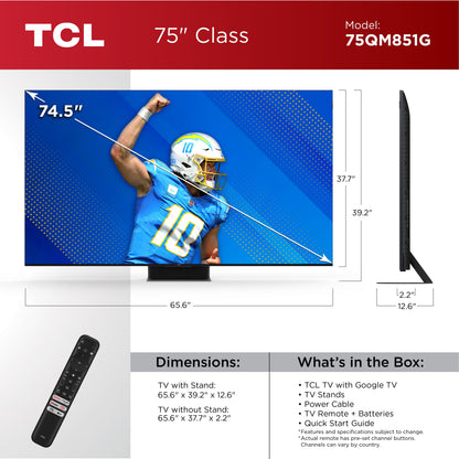 75” Class QM8 (75QM851G) 4K UHD HDR QD Mini-Led Smart TV with Google TV (NEW 2024)