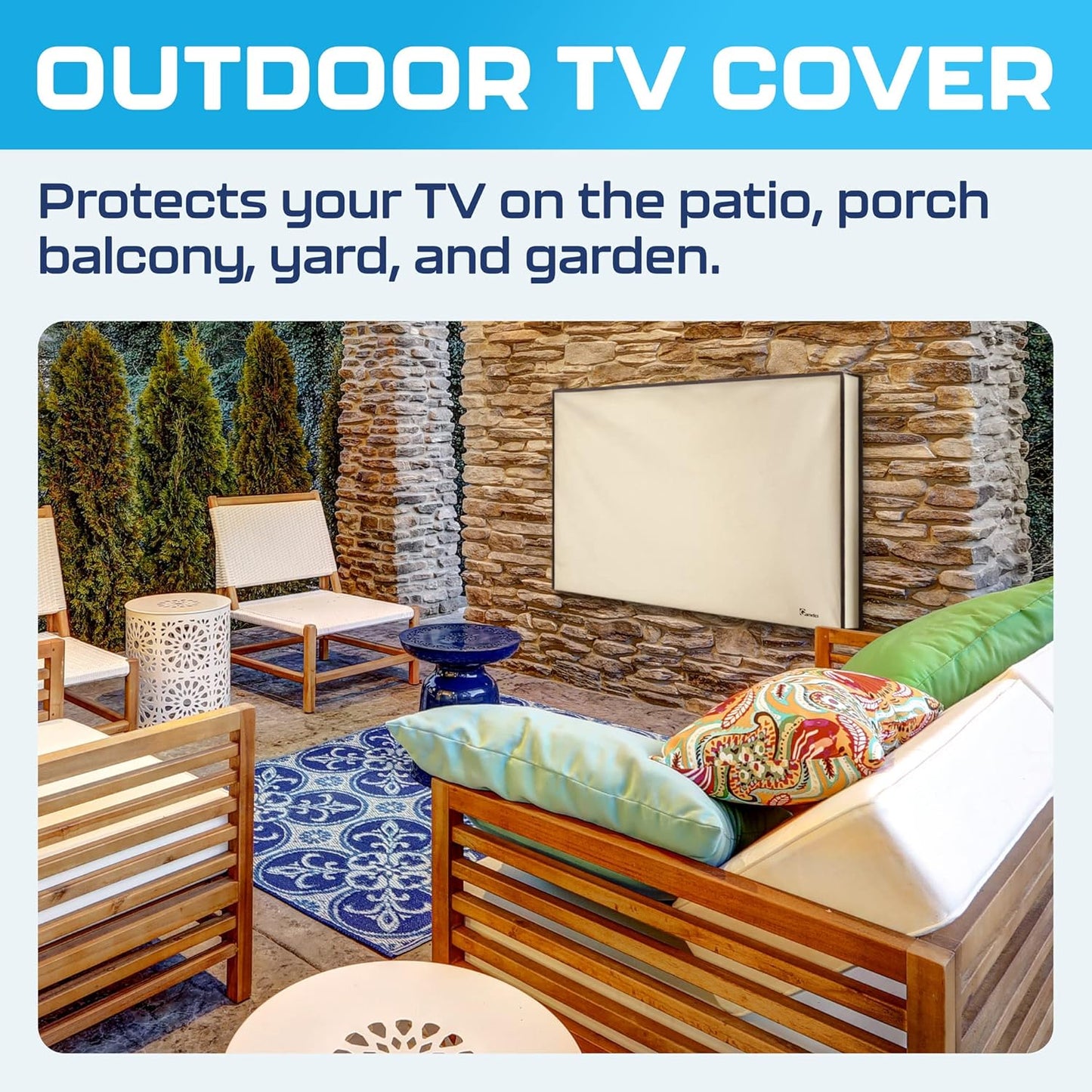 TV Covers Outdoor 50 Inch | Waterproof and Weatherproof TV Covers | Outdoor TV Enclosure | Smart Shield TV Screen Protector for outside TV | Cover for Moving | TV Display Protectors – Beige
