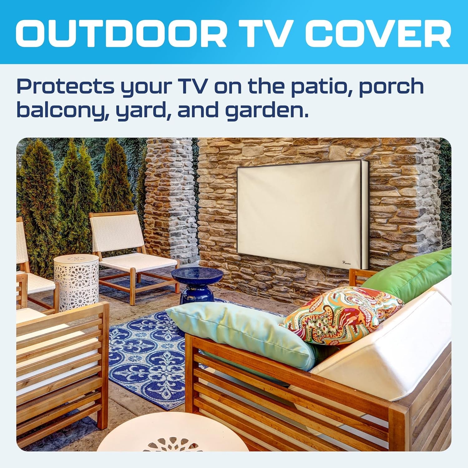TV Covers Outdoor 50 Inch | Waterproof and Weatherproof TV Covers | Outdoor TV Enclosure | Smart Shield TV Screen Protector for outside TV | Cover for Moving | TV Display Protectors – Beige