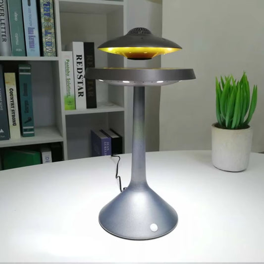 New Audio Wireless Creative 3D Surround Sound Maglev Wireless Charging Bluetooth Speaker LED Desktop UFO Table Lamp