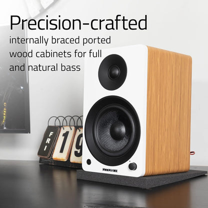 Ai41 Powered 2-Way 2.0 Stereo Bookshelf Speakers with 5" Drivers, 90W Amplifier for Turntable, TV, PC and Bluetooth 5 Wireless Music Streaming with RCA, Optical & Subwoofer Out (Black Ash)