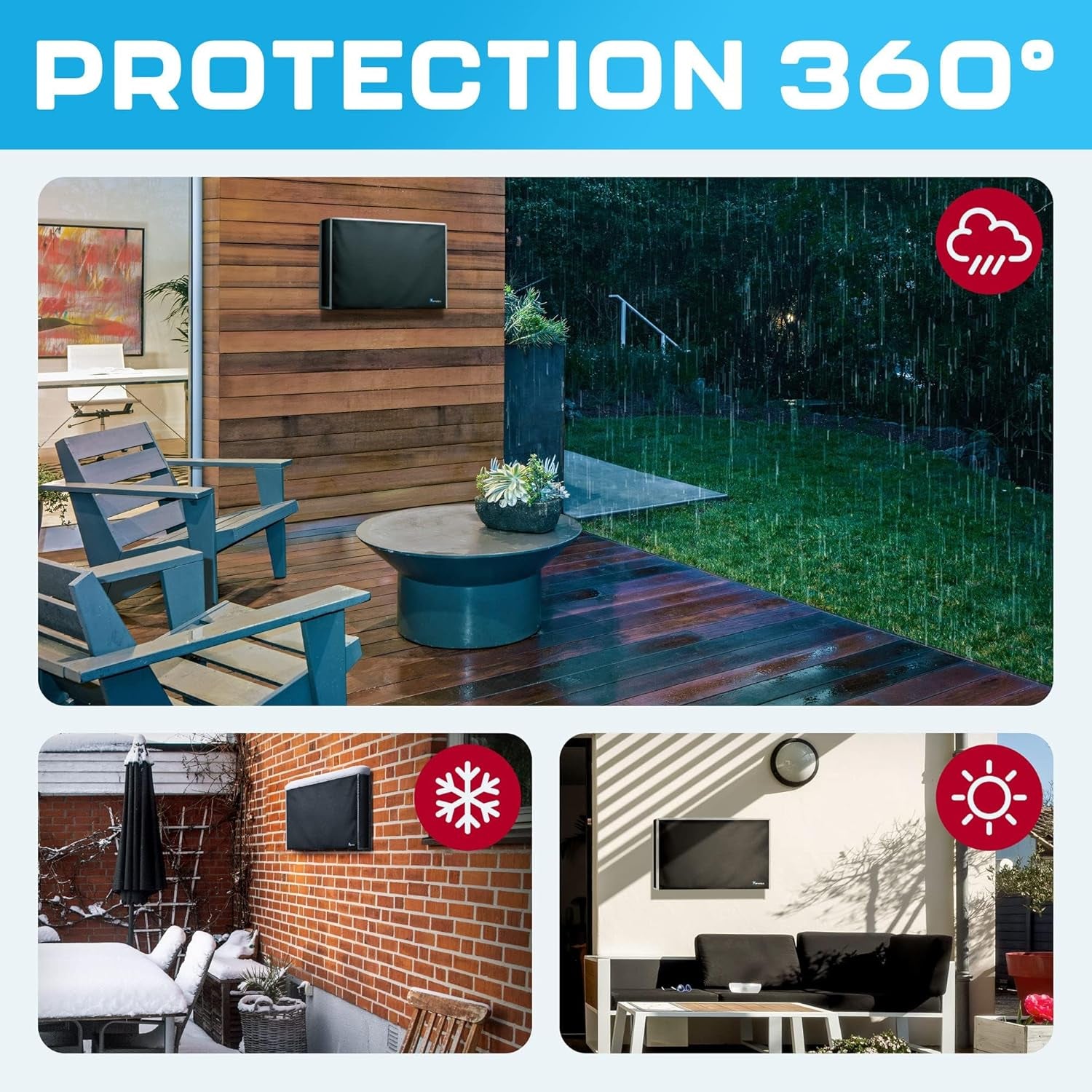 Outdoor TV Cover 36, 38, 39 Inch - Weatherproof Protector for Flat Tvs with Bottom Seal, 600D Waterproof Material. Extend Your TV Life.